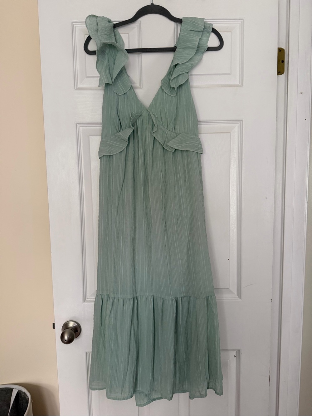 Sleeveless Ruffle Maxi Dress in Sage Green